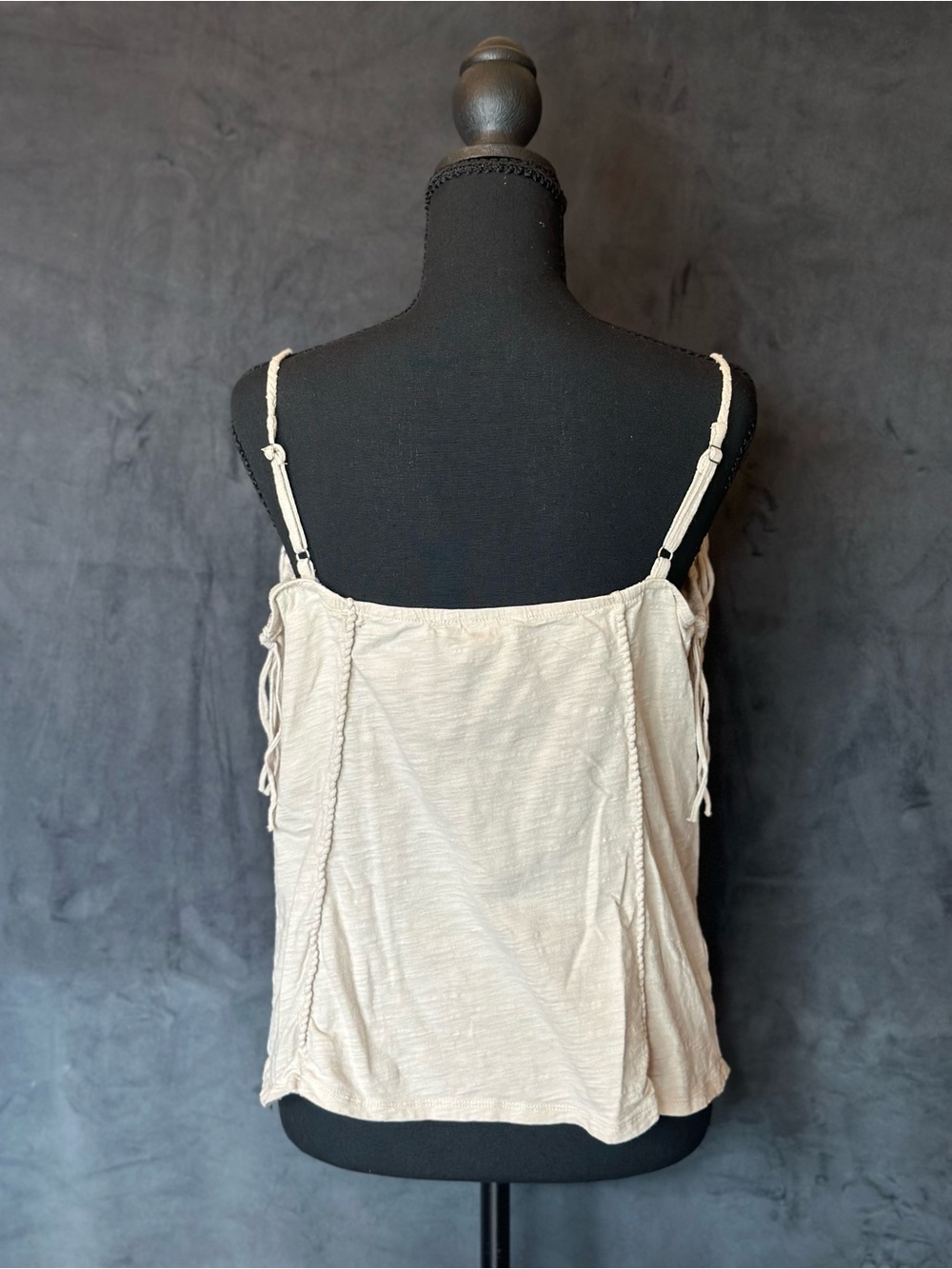 Boston Proper Fringe-Trim Spaghetti Strap Camisole - Cream - Picture 4 of 6